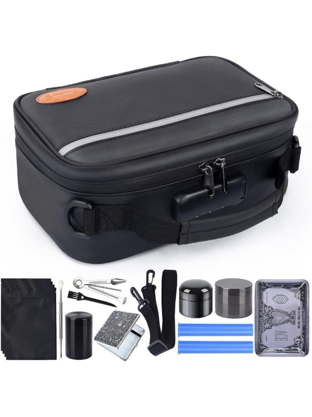 Portable Smell Proof Bag- Storage Case with Lock ravel,10pc Gift Black